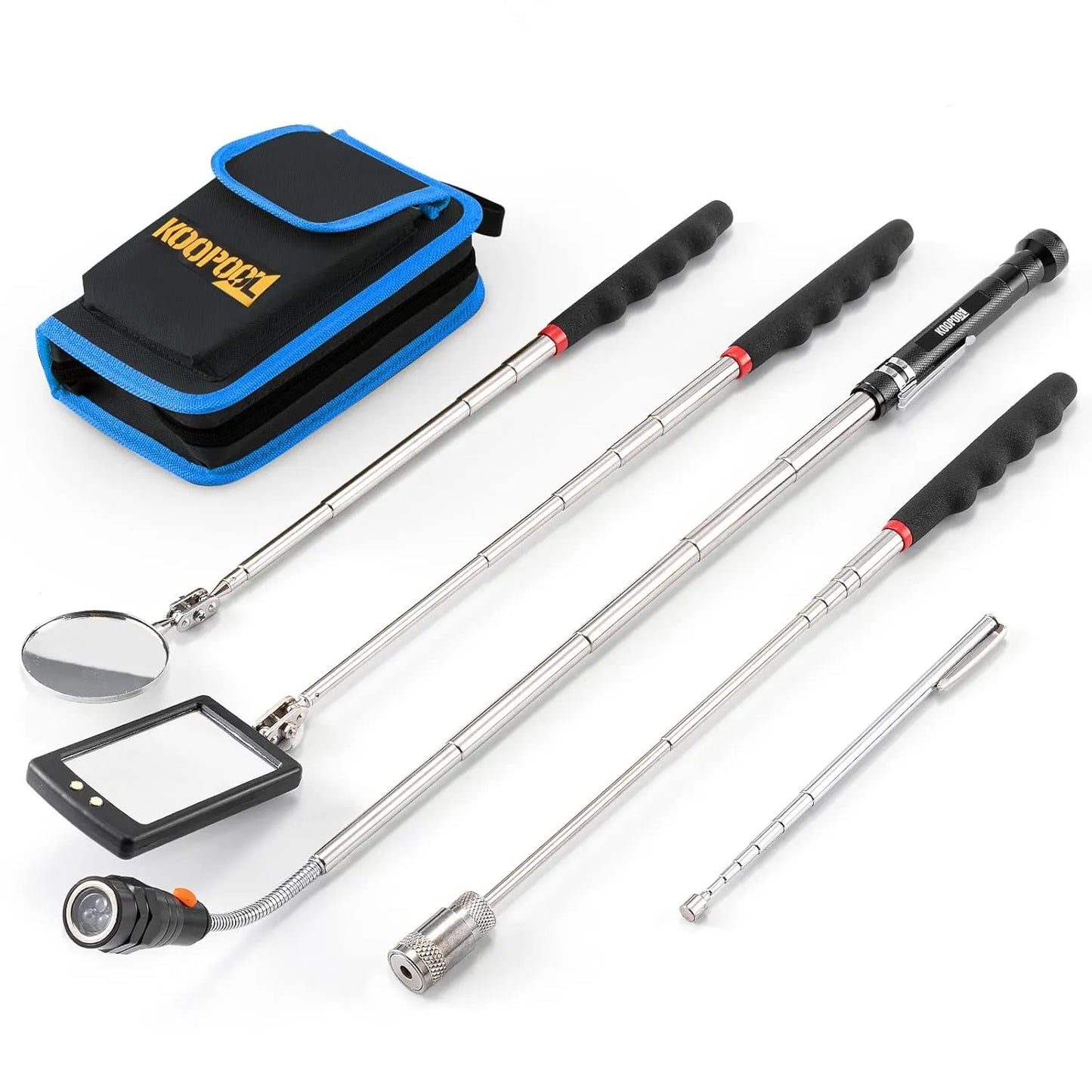 Telescoping Magnetic Pickup Tool Set, Inspection Mirror Telescoping, LED Flashlight, Cool Gadgets for Men, Father’s Day Gift, Gifts for Dad, Husband, Kids, Boyfriend, Magnet Stick (Yellow)