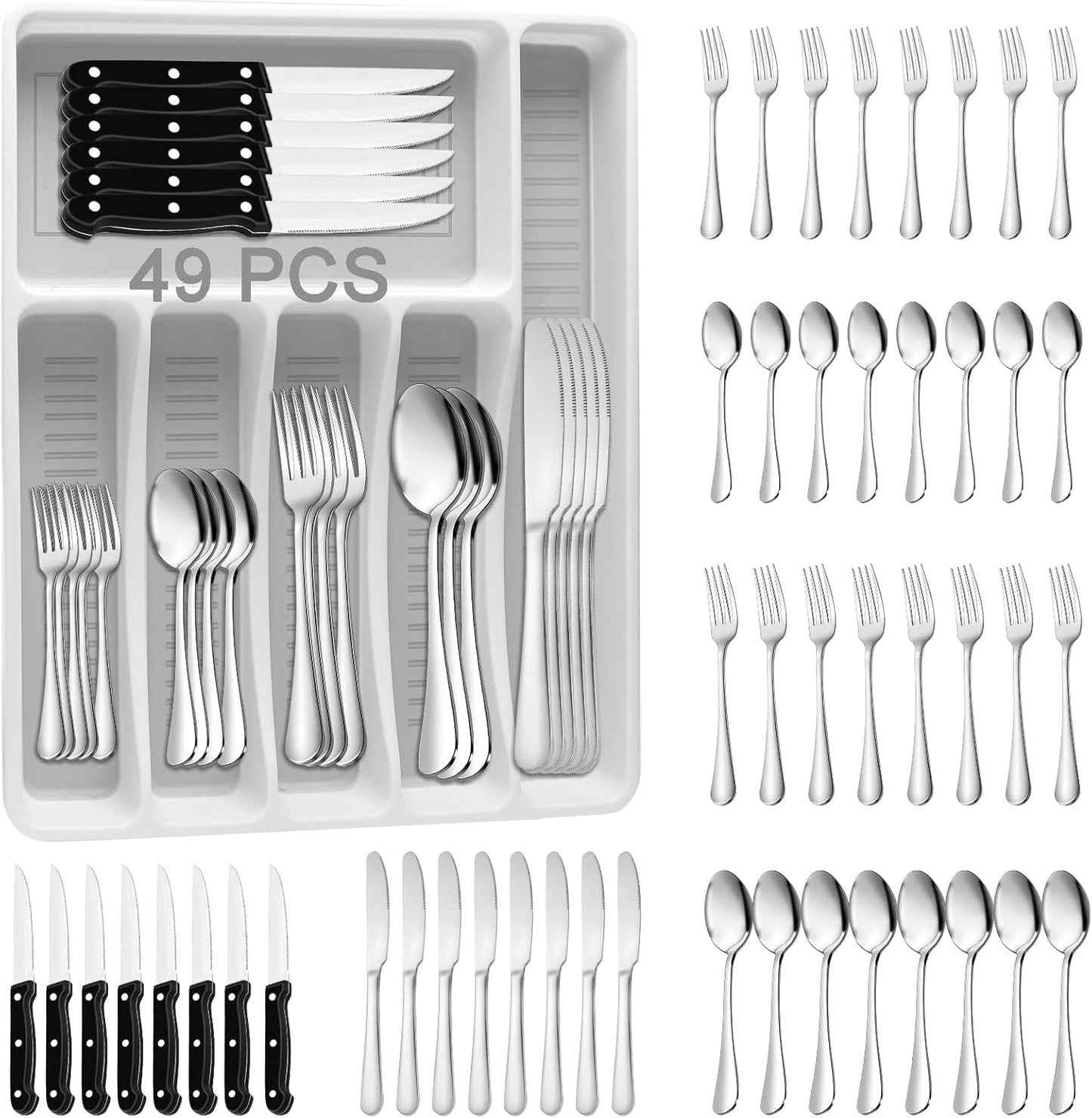 49-Piece Stainless Steel Silverware Set