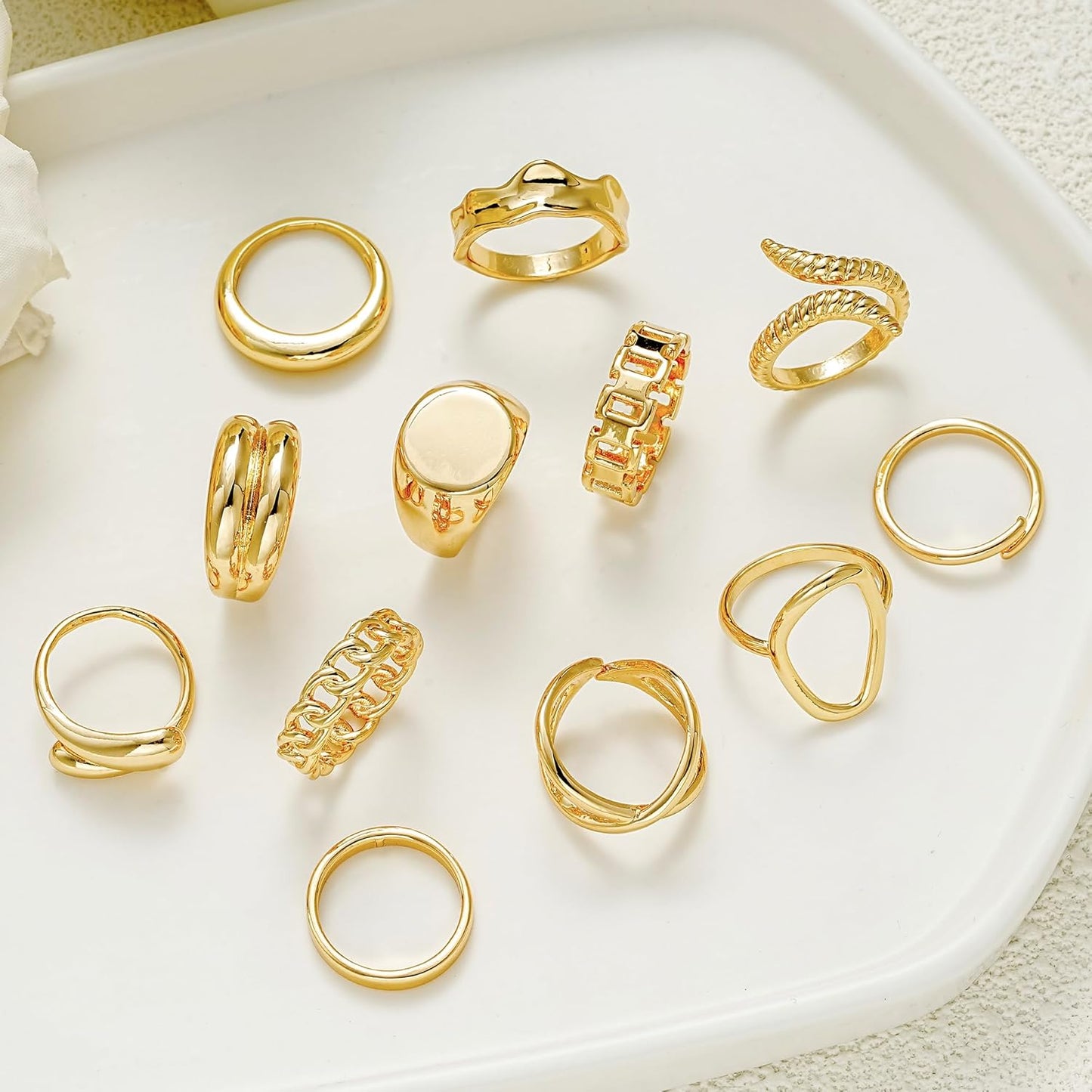 Gold Stackable Rings Set for Women