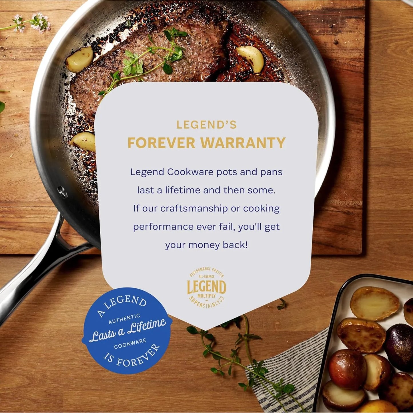 LEGEND COOKWARE 5-Ply Stainless Steel Cookware Set, 14-Piece Pots and Pans Set - Induction Compatible, Oven Safe 800°F - Non-Toxic, No Coatings - Built to Last Generations