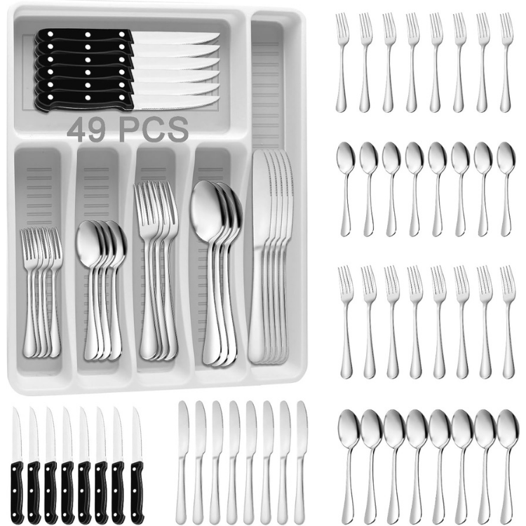 49-Piece Stainless Steel Silverware Set