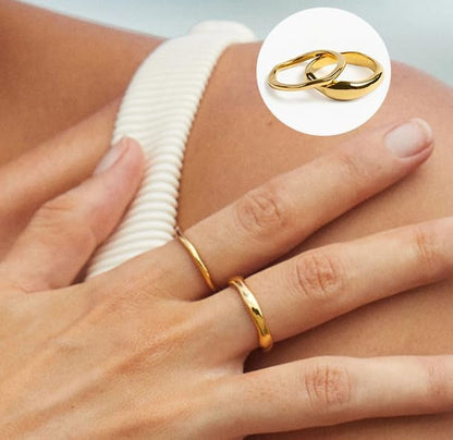 Gold Stackable Rings Set for Women