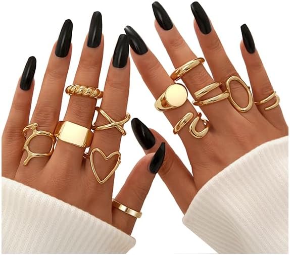 Gold Stackable Rings Set for Women