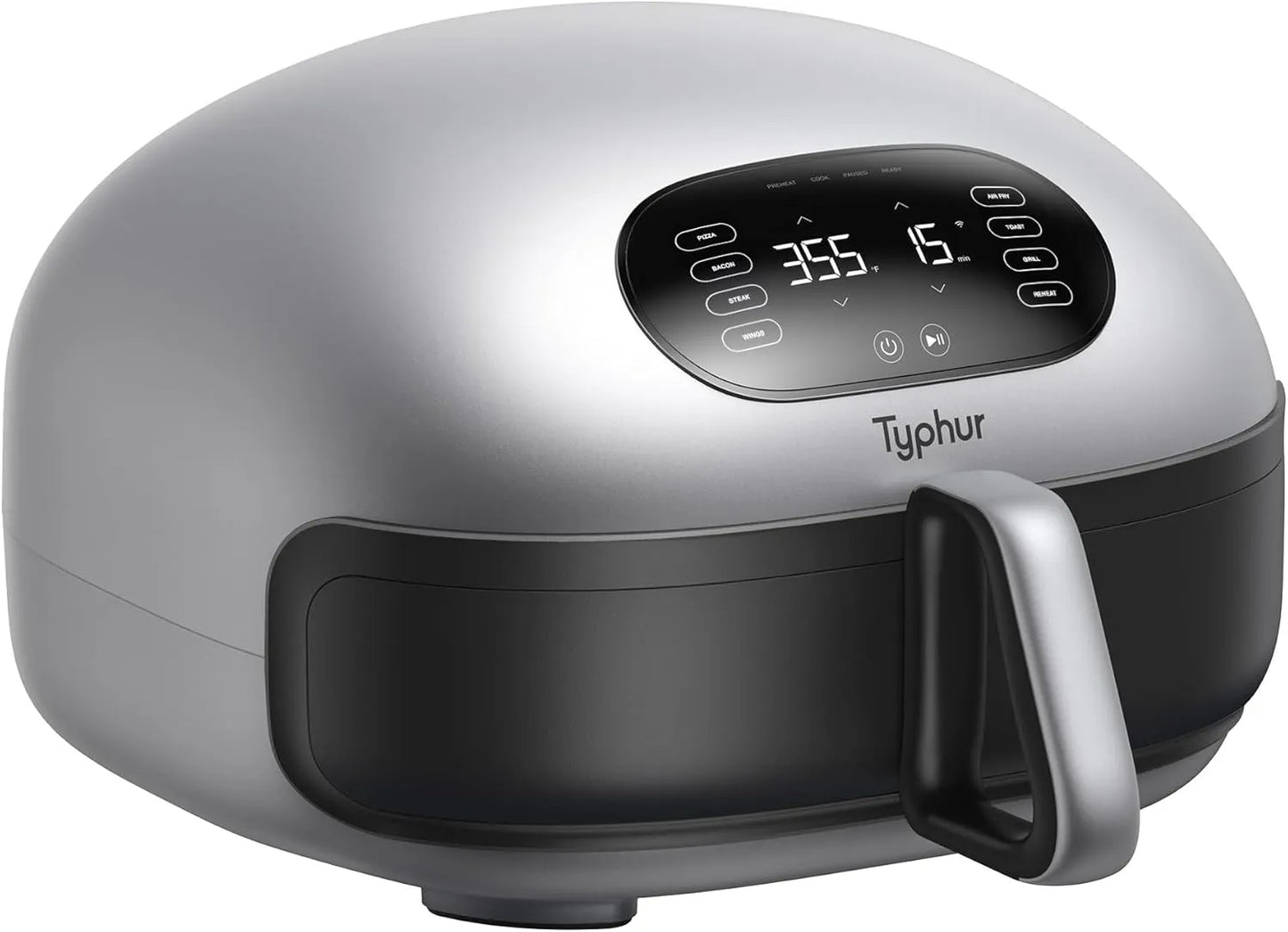 Typhur Dome 2 AI Smart Air Fryer, 15-in-1 Large Flat Airfryer with Top & Bottom Heating, Self-Cleaning Digital Fryer, PFAS-Free Ceramic Basket, Fits a 12" Pizza or Steaks, Whisper-Quiet, 120V