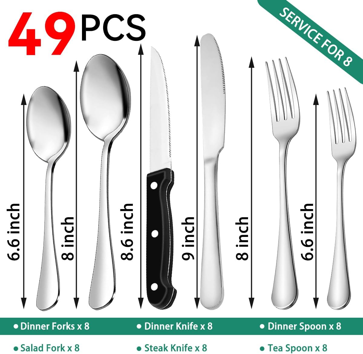 49-Piece Stainless Steel Silverware Set