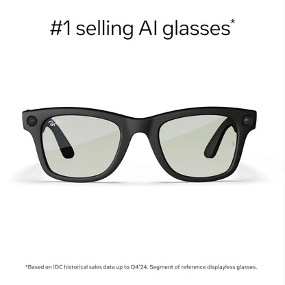 Ray-Ban Meta (Gen 1), Wayfarer, Large Matte Black | Smart AI Glasses for Men, Women — 12 MP Camera, Open-Ear Speakers, Video, Bluetooth — Polarized Gradient Graphite Lenses — Wearable Technology