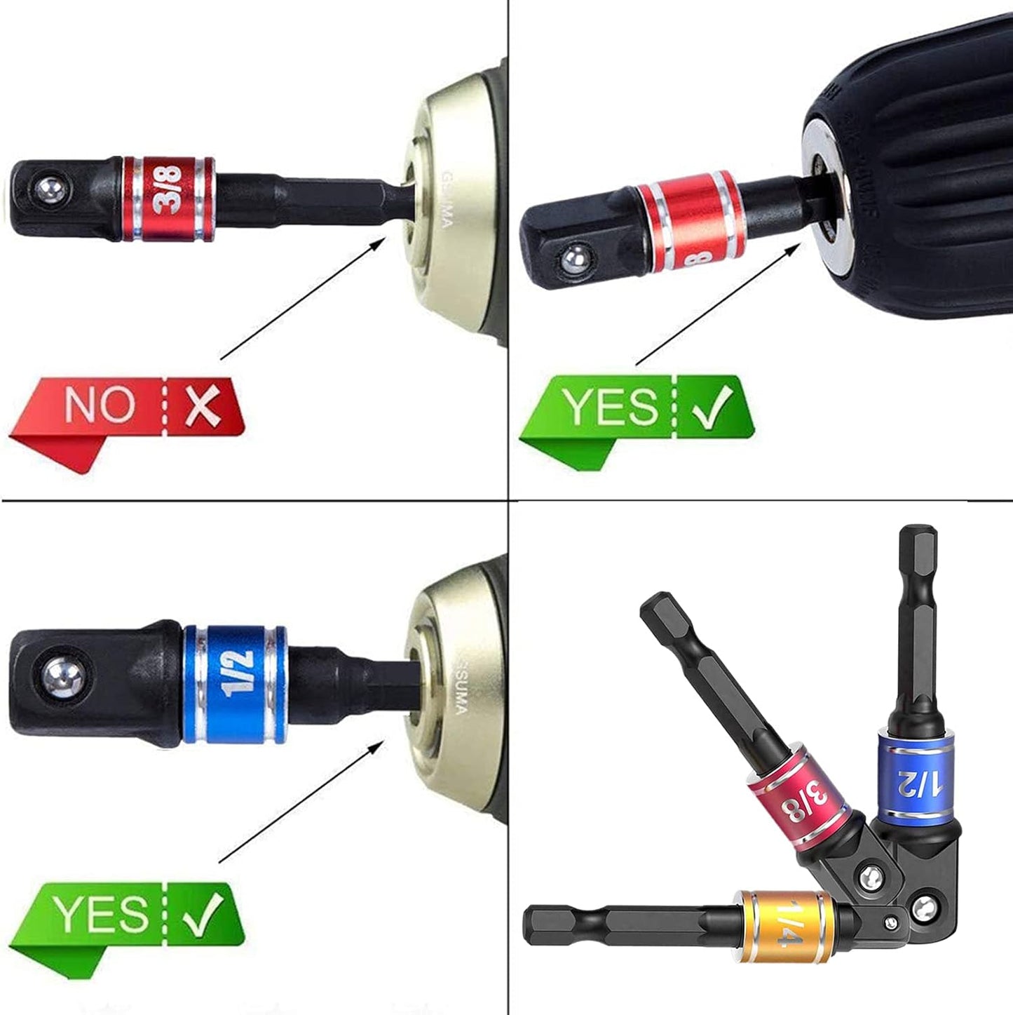 Right Angle Drill Adapter 4-in-1 Set