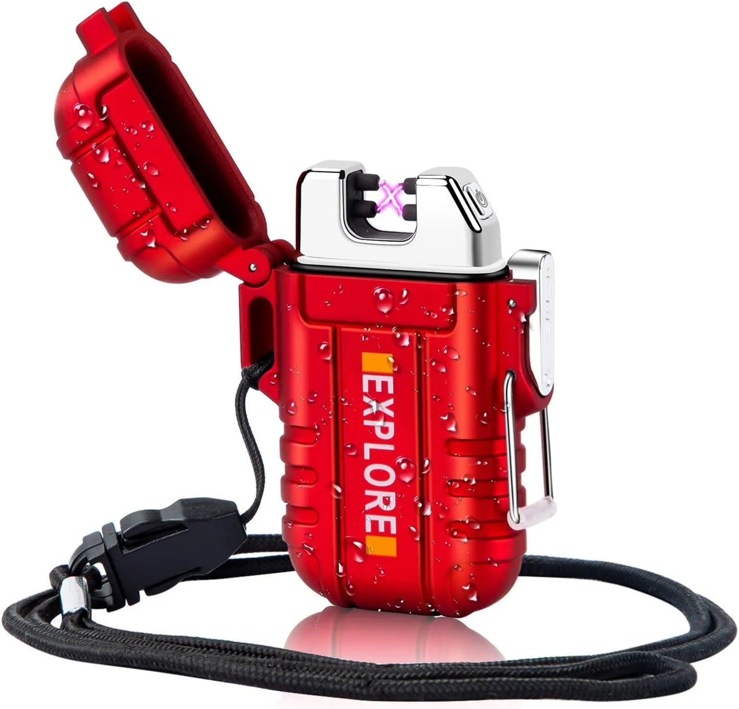 LcFun Electric Dual Arc Lighter USB Rechargeable Outdoor Windproof Flameless Plasma Lighters for Camping, Hiking, Waterproof Matches Survival Tactical Gear Birthday Gifts for Men