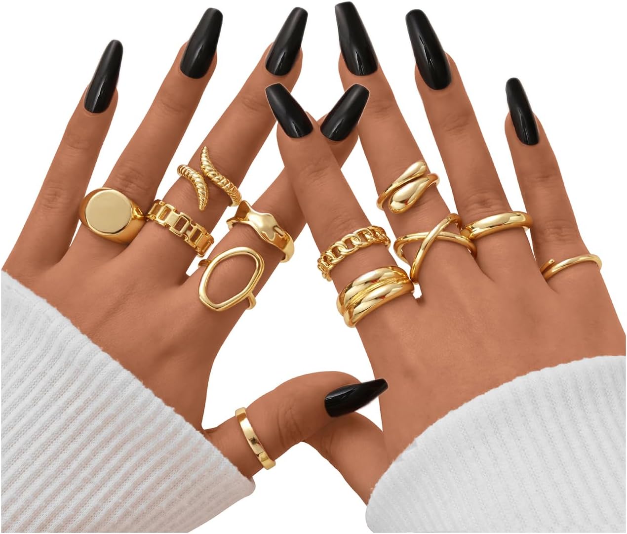 Gold Stackable Rings Set for Women