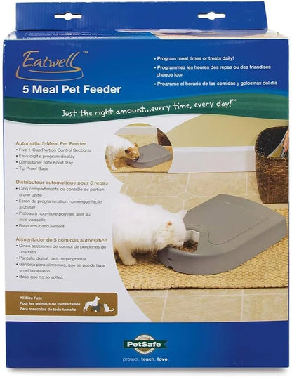 PetSafe Automatic Dog Feeder, 5 Meals, 40 oz Capacity, Plastic, for Dry Food, Multiple Pets
