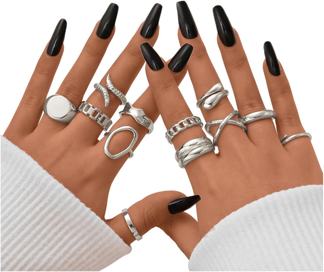 Gold Stackable Rings Set for Women