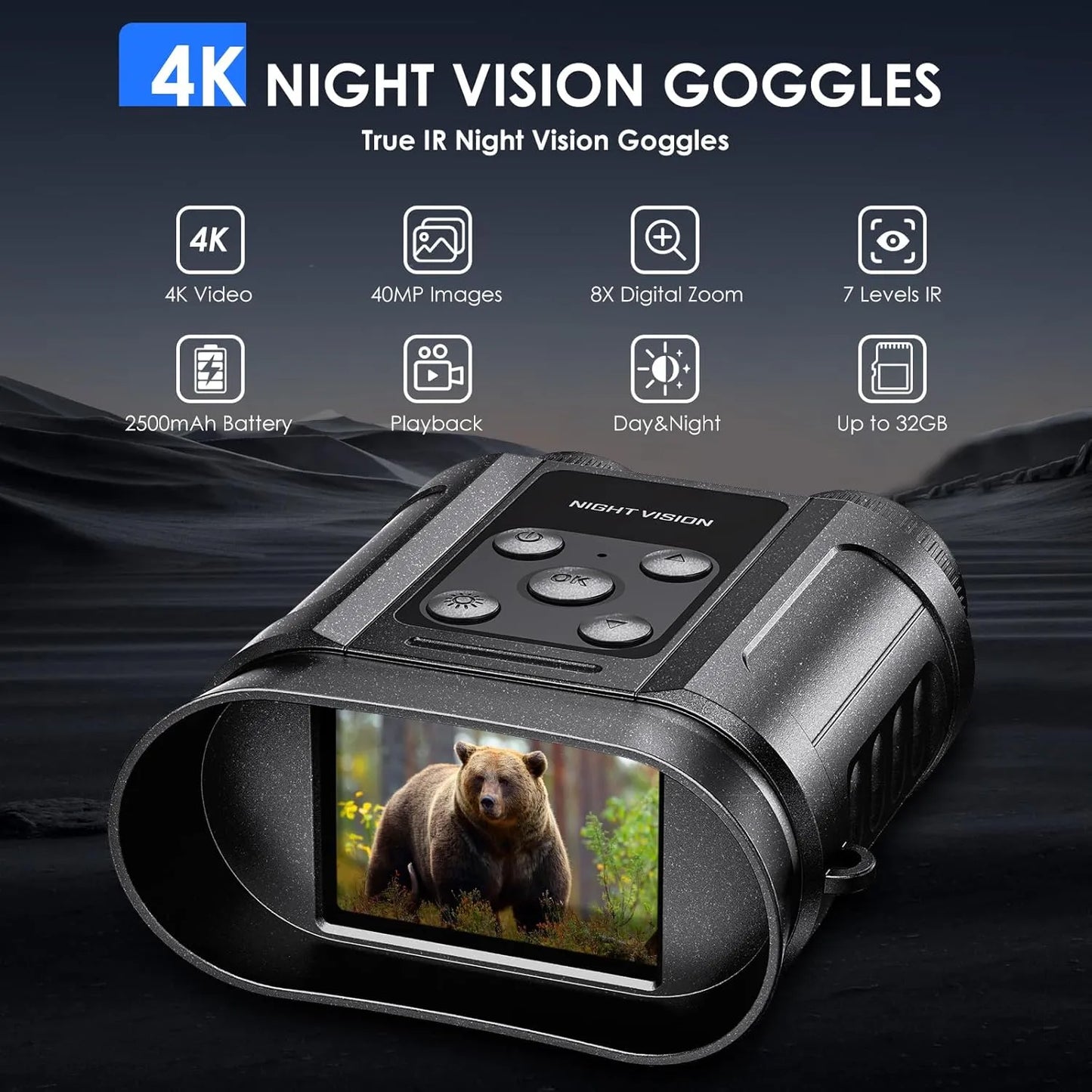 Gifts for Men and Teen Boys,Night Vision Goggles,Night Vision Binoculars,32GB Card Included, Photo/Video Capture,Outdoor Tools for Education, Wildlife Watching,Birthday Gifts for Boy,Men,Gift for Dad