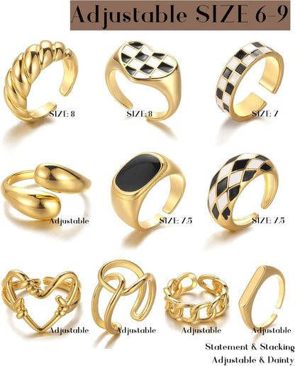 Gold Stackable Rings Set for Women