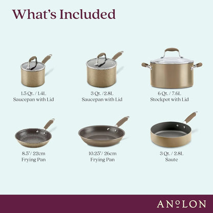 Anolon Advanced Home Hard Anodized Nonstick Cookware/Pots and Pans Set, 9 Piece - Moonstone