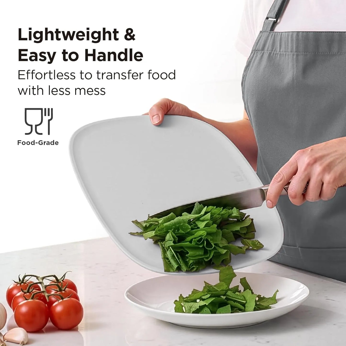 Kitchen Mama DuoEssentials TPU Cutting Board Set, Knife Friendly Kitchen Cutting Boards, Non Slip Food Prep Boards, Dishwasher Safe Flexible with Juice Groove, Odor Resistant, 2 Sizes, Red