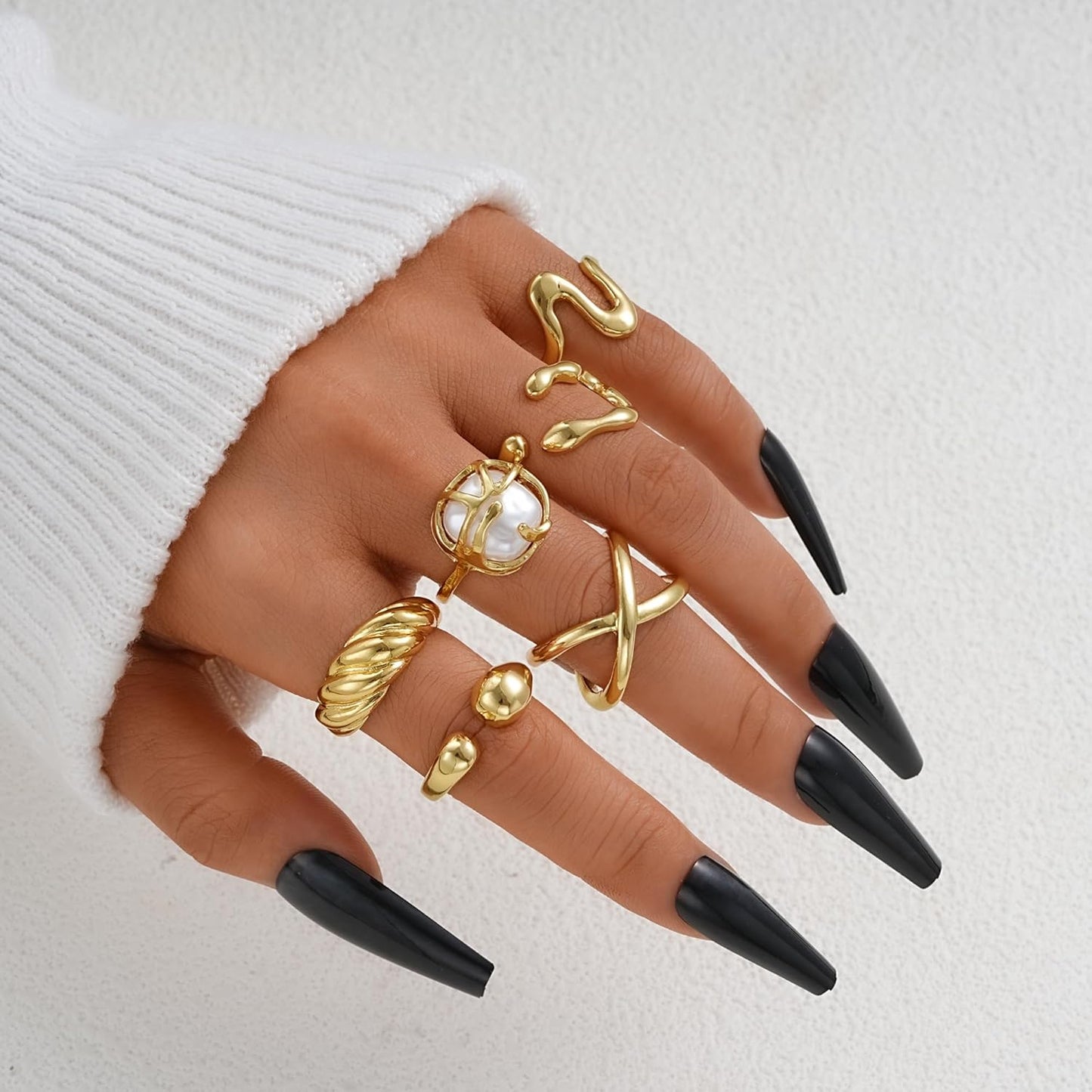Gold Stackable Rings Set for Women