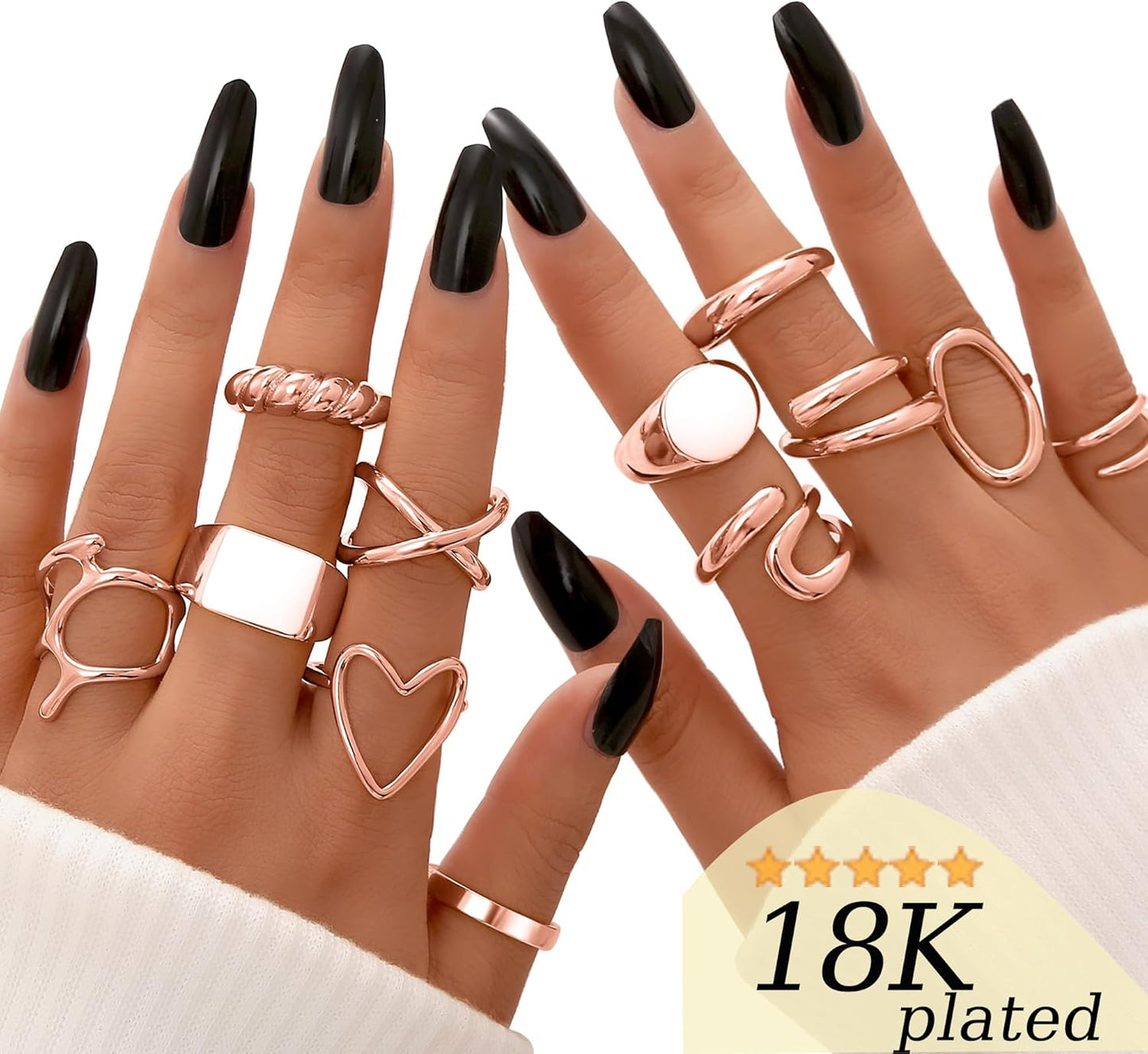 Gold Stackable Rings Set for Women