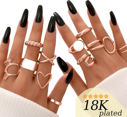 Gold Stackable Rings Set for Women