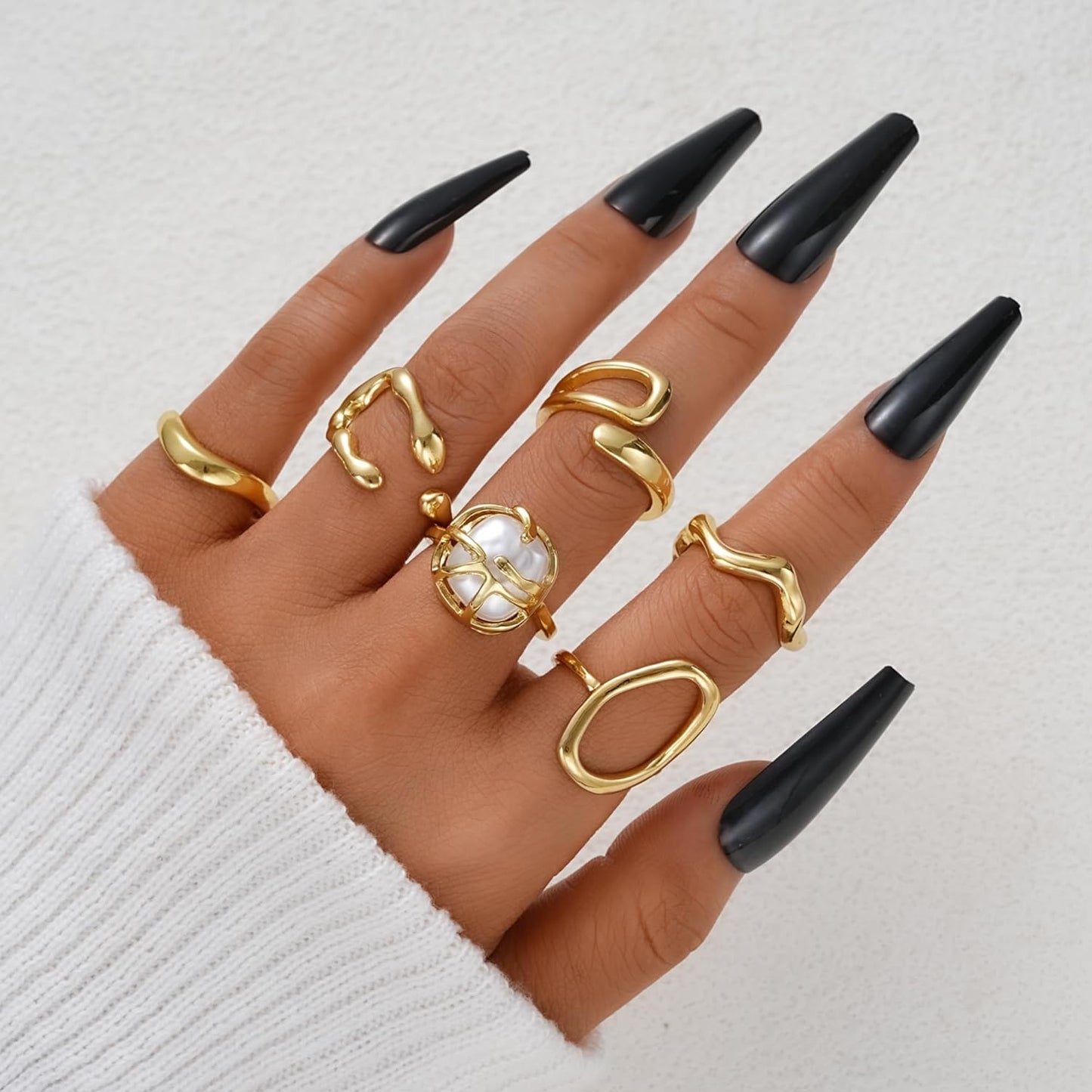 Gold Stackable Rings Set for Women