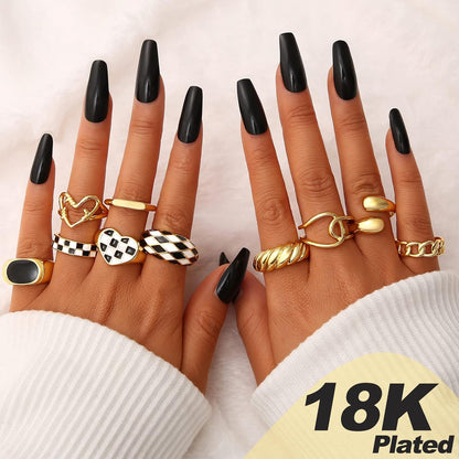 Gold Stackable Rings Set for Women
