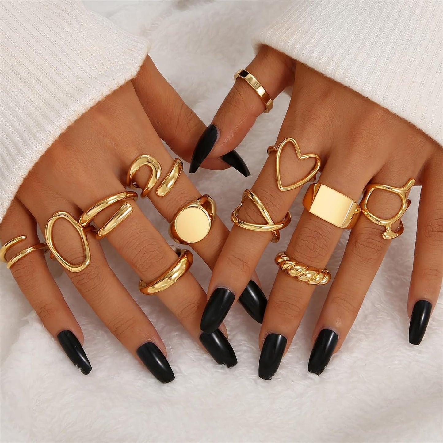 Gold Stackable Rings Set for Women