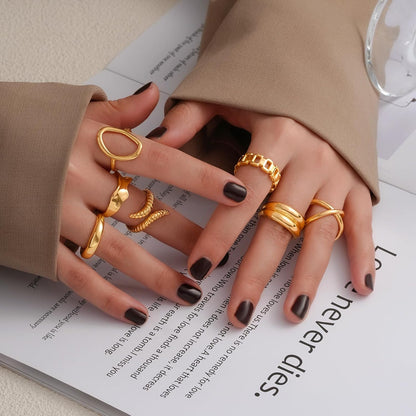 Gold Stackable Rings Set for Women