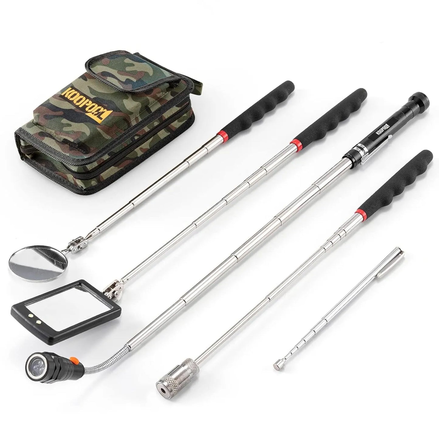 Telescoping Magnetic Pickup Tool Set, Inspection Mirror Telescoping, LED Flashlight, Cool Gadgets for Men, Father’s Day Gift, Gifts for Dad, Husband, Kids, Boyfriend, Magnet Stick (Yellow)