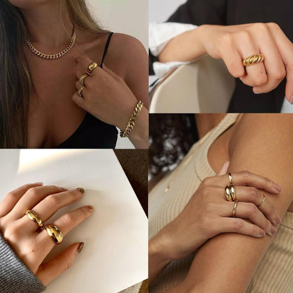Gold Stackable Rings Set for Women