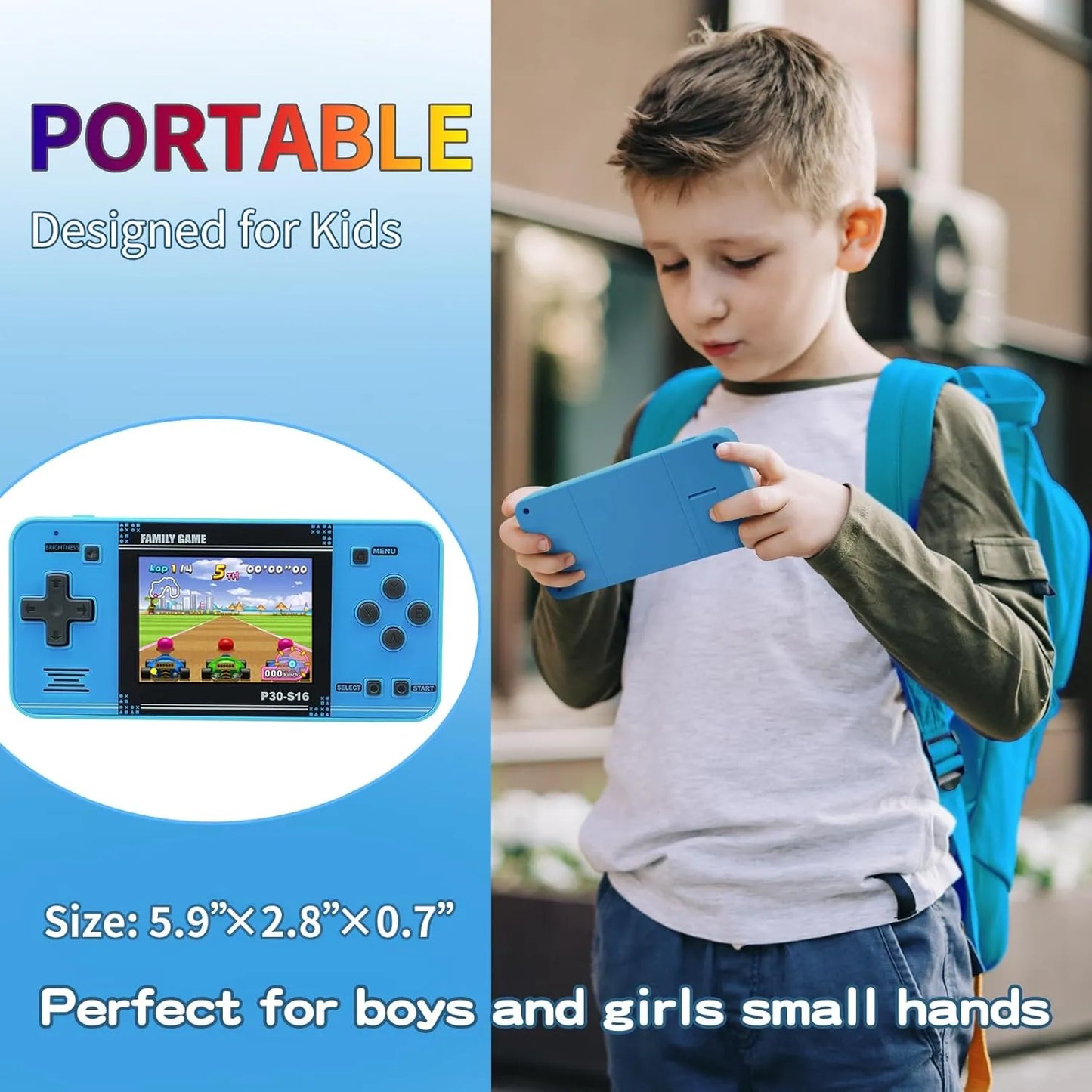 Handheld Game for Kids -Preloaded 220 Retro Video Games, Portable Gaming Player with Rechargeable Battery 3.0" LCD Screen, Mini Arcade Electronic Toy Gifts for Boys Girls