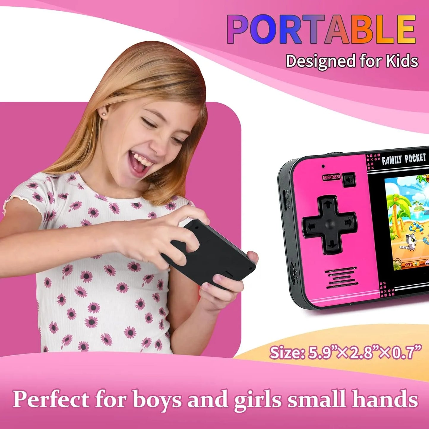 Handheld Game for Kids -Preloaded 220 Retro Video Games, Portable Gaming Player with Rechargeable Battery 3.0" LCD Screen, Mini Arcade Electronic Toy Gifts for Boys Girls