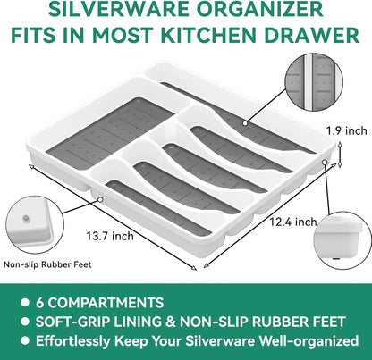49-Piece Silverware Set with Organizer, Stainless Steel Flatware Utensils Set for 8, Forks and Spoons Silverware Set Cutlery Set with Steak Knives, Dishwasher Safe
