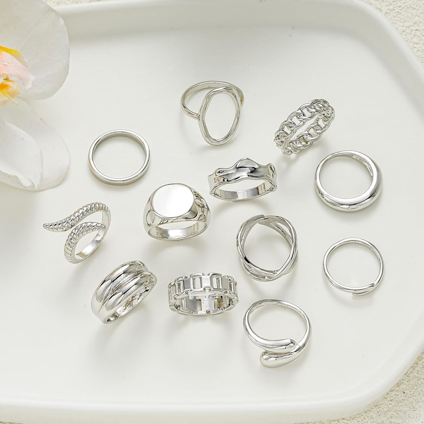 Gold Stackable Rings Set for Women