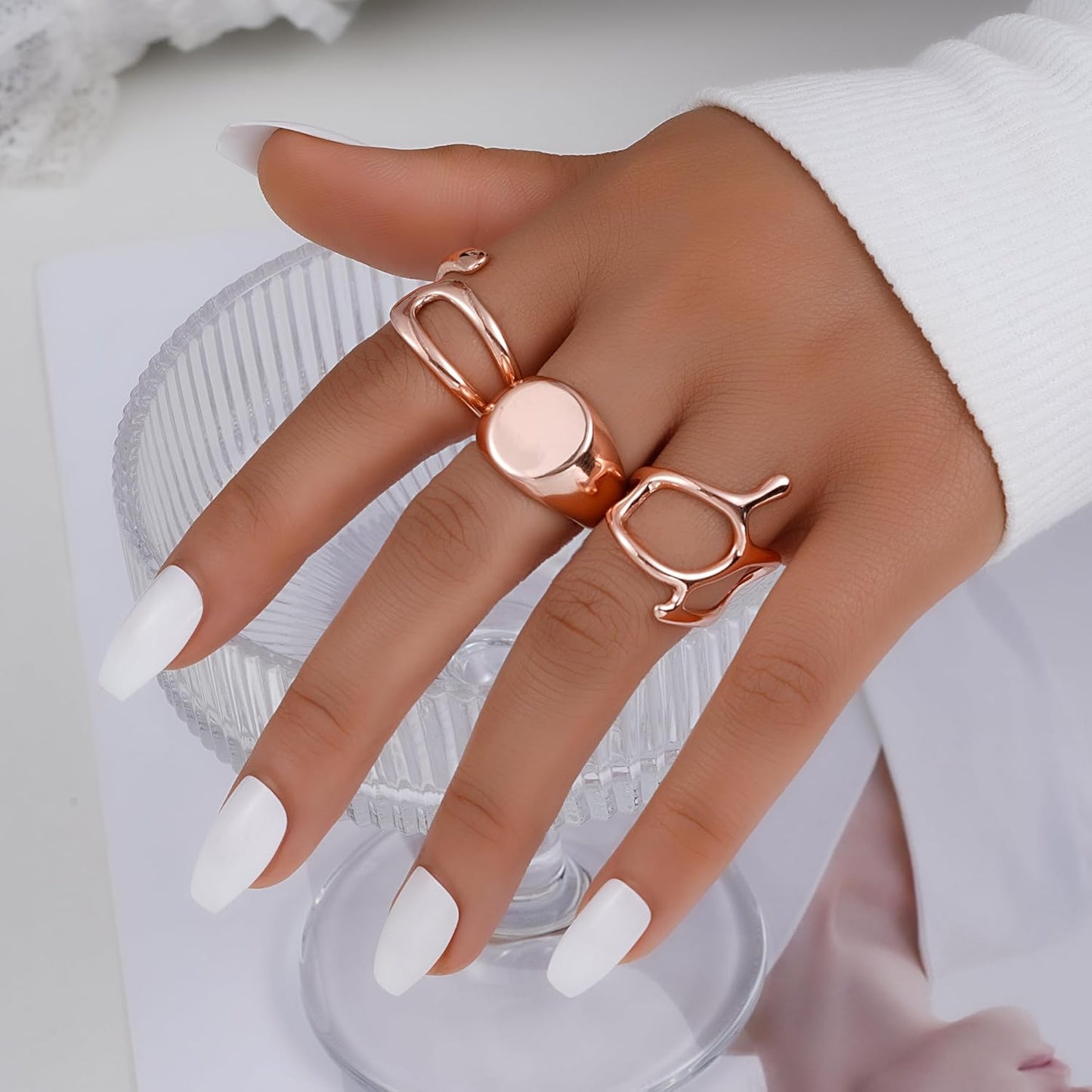 Gold Stackable Rings Set for Women