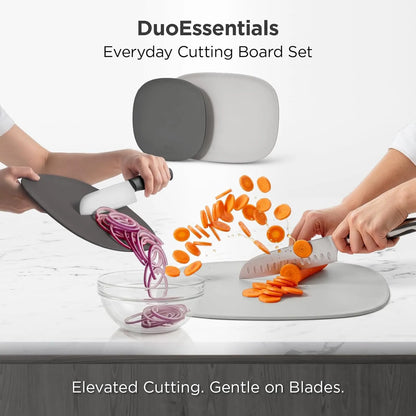 Kitchen Mama DuoEssentials TPU Cutting Board Set, Knife Friendly Kitchen Cutting Boards, Non Slip Food Prep Boards, Dishwasher Safe Flexible with Juice Groove, Odor Resistant, 2 Sizes, Red