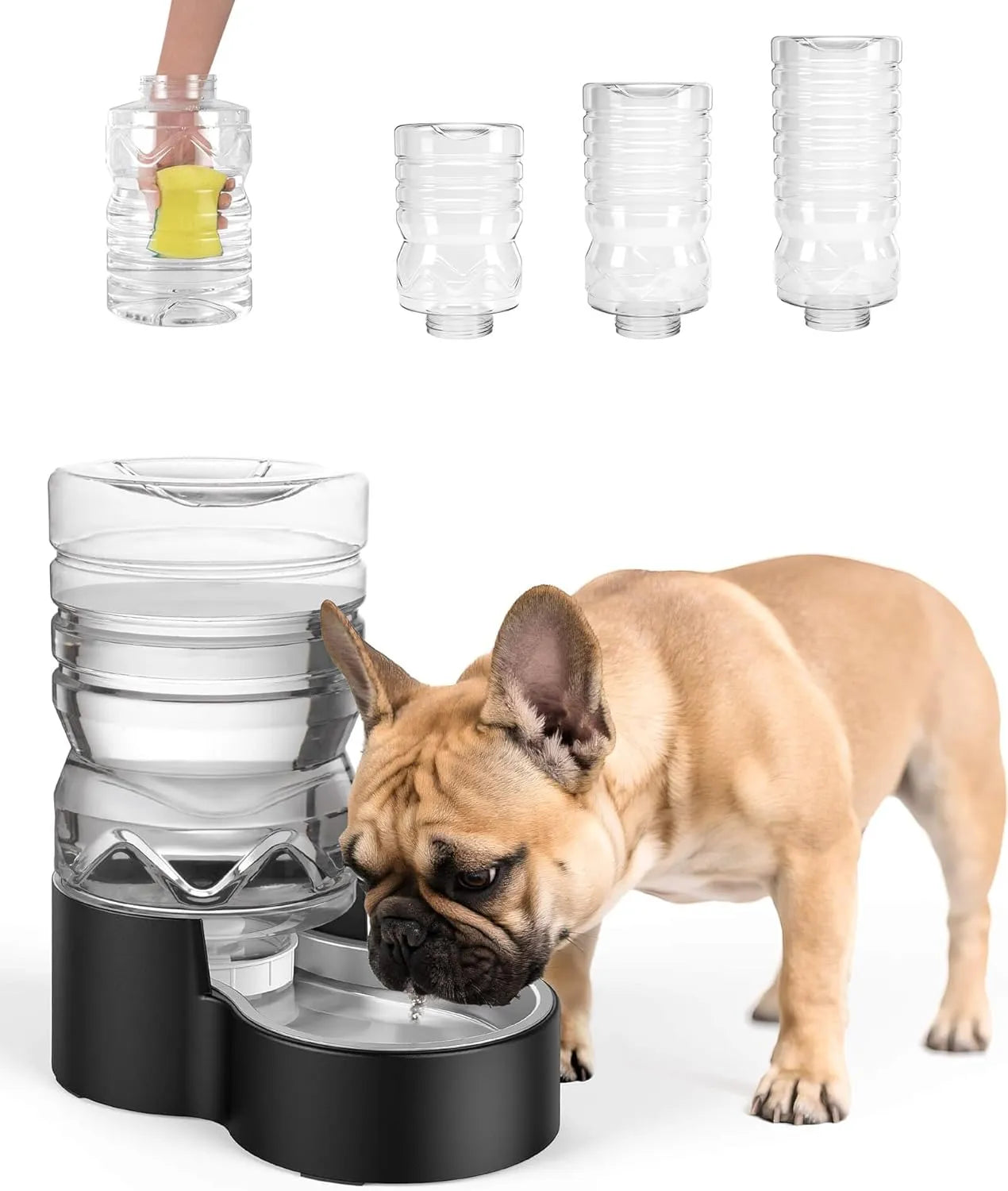 Heouvo 2.5 Gallon Automatic Dog Water Dispenser【Wide Mouth for Easy Hand-in Cleaning】【Removable Stainless Steel Bowl】, Gravity Refilling Large Capacity for Cats and Dogs, Multi-Pet Homes