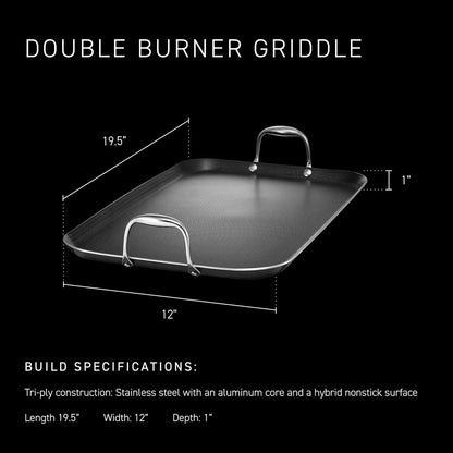 HexClad Hybrid Nonstick 12-Inch Griddle Pan, Stay-Cool Handle, Dishwasher-Friendly, Oven-Safe Up to 900°F, Induction Ready, Compatible with All Cooktops