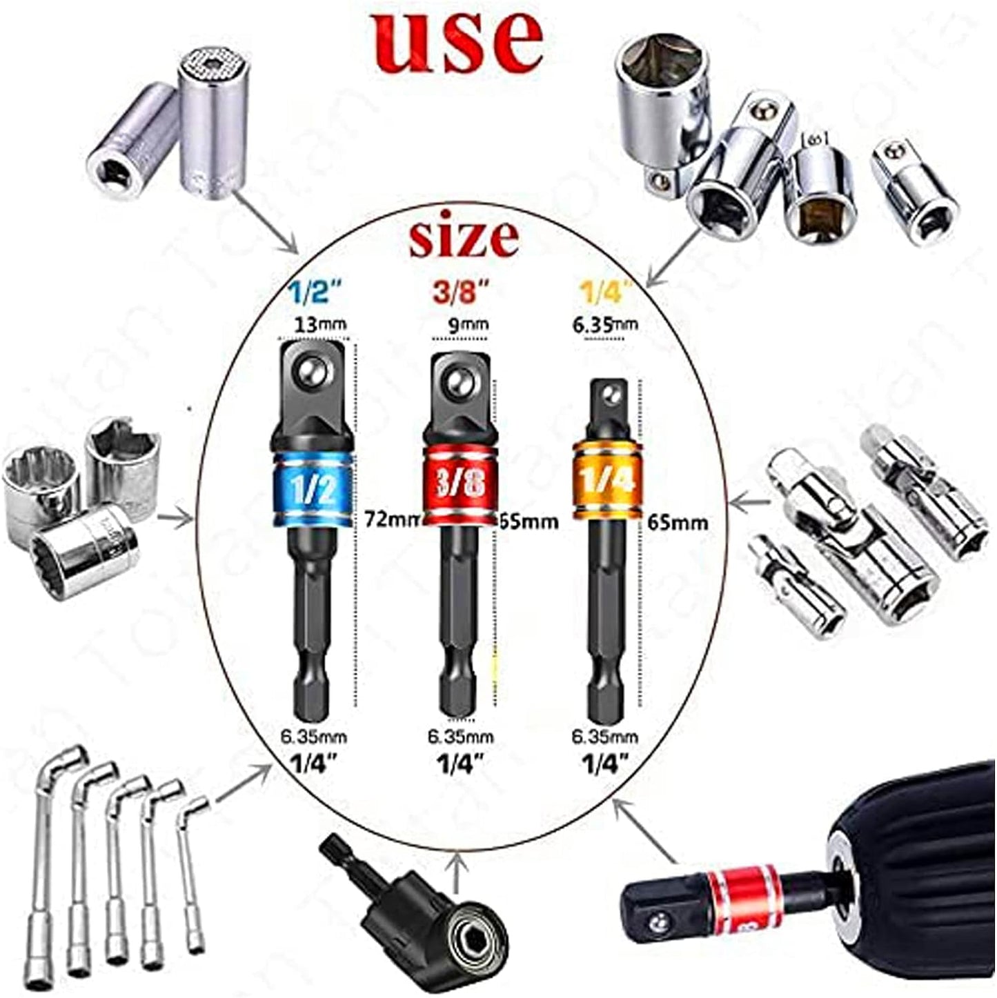 Right Angle Drill Adapter 4-in-1 Set