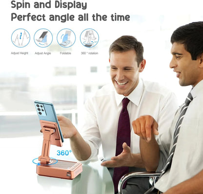 TechGlow Foldable Cellphone Stand with Bluetooth Speaker Charging Function 360° Rotatable Phone Stand Birthday Gifts for Men Women Mother Father Cool Tech Gadgets