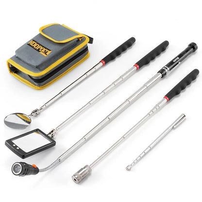 Telescoping Magnetic Pickup Tool Set, Inspection Mirror Telescoping, LED Flashlight, Cool Gadgets for Men, Father’s Day Gift, Gifts for Dad, Husband, Kids, Boyfriend, Magnet Stick (Yellow)