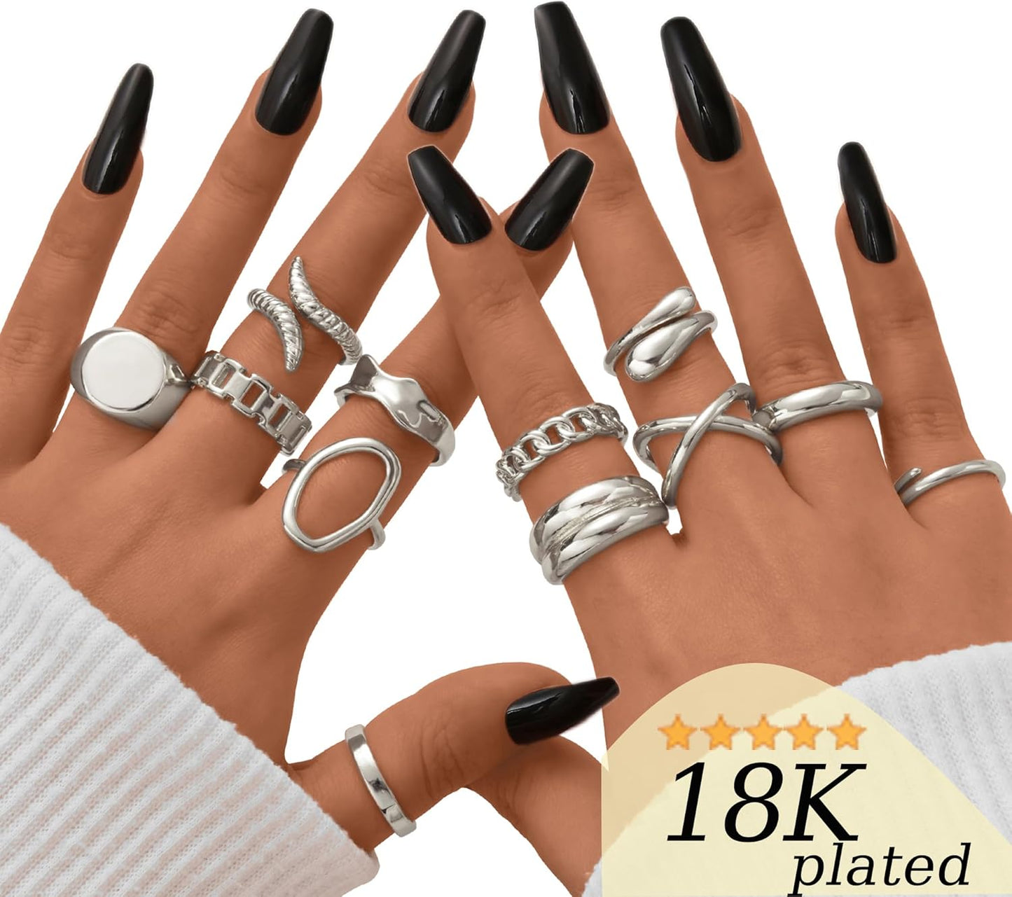 Gold Stackable Rings Set for Women