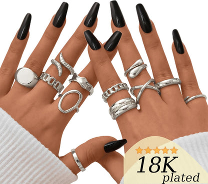 Gold Stackable Rings Set for Women