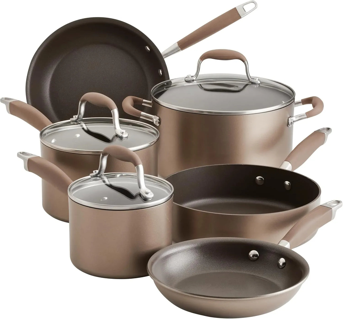 Anolon Advanced Home Hard Anodized Nonstick Cookware/Pots and Pans Set, 9 Piece - Moonstone