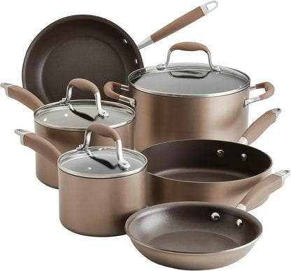 Anolon Advanced Home Hard Anodized Nonstick Cookware/Pots and Pans Set, 9 Piece - Moonstone