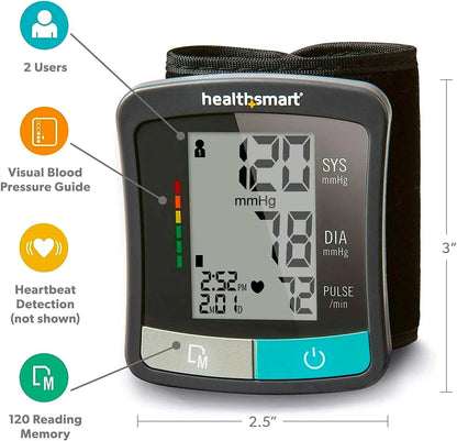 HealthSmart Digital Standard Blood Pressure Monitor with Automatic Upper Cuff that Displays Pulse Rate and Irregular Heartbeat, Stores up to 120 Readings for 2 Users (Pack of 48)
