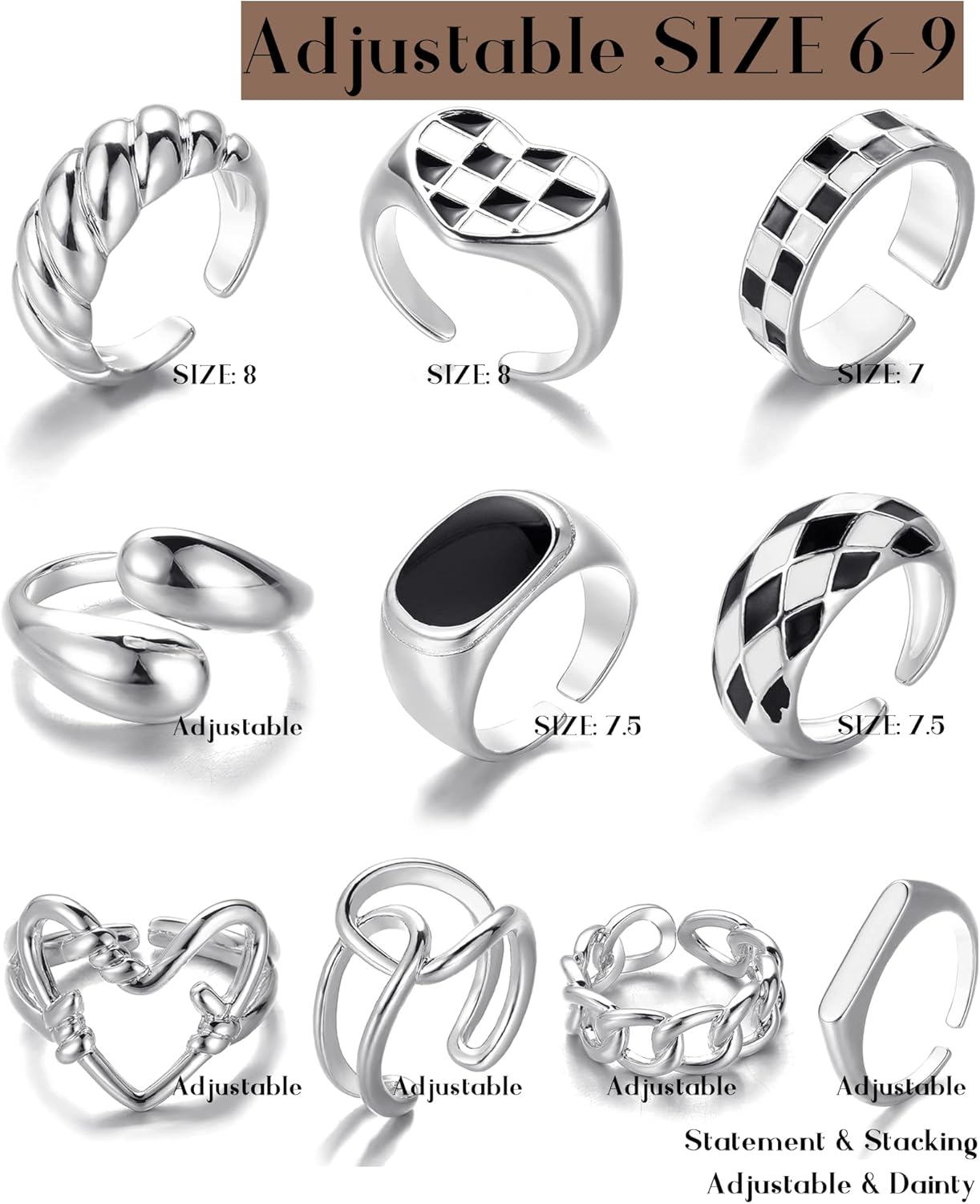 Gold Stackable Rings Set for Women