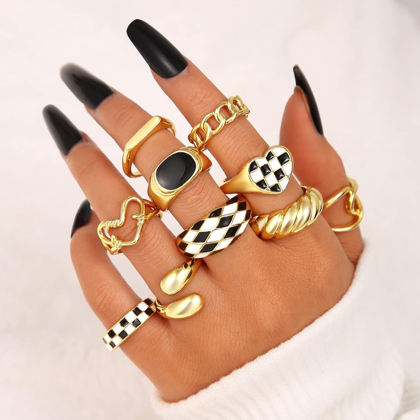 Gold Stackable Rings Set for Women