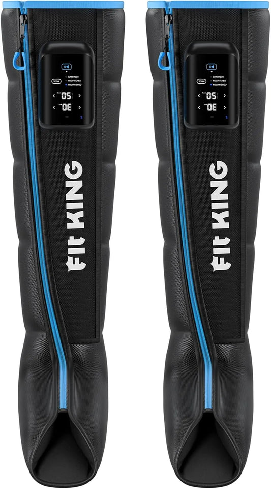 FIT KING Cordless Air Compression Recovery System with 3 Modes and 11 intensities, Sequential Leg Massager for Athletes and Sports Enthusiasts (Medium)