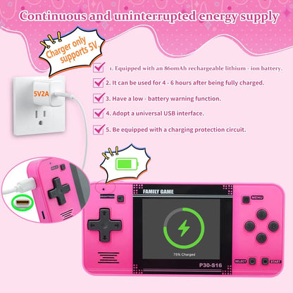 Handheld Game for Kids -Preloaded 220 Retro Video Games, Portable Gaming Player with Rechargeable Battery 3.0" LCD Screen, Mini Arcade Electronic Toy Gifts for Boys Girls
