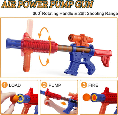 Marlrin Shooting Games Toys for Age 5 6 7 8 9 10+ Year Old Boys, Kids Toy Sports & Outdoor Game with Moving Shooting Target & 2 Popper Air Toy Guns & 24 Foam Balls, Gifts for Boys and Girls
