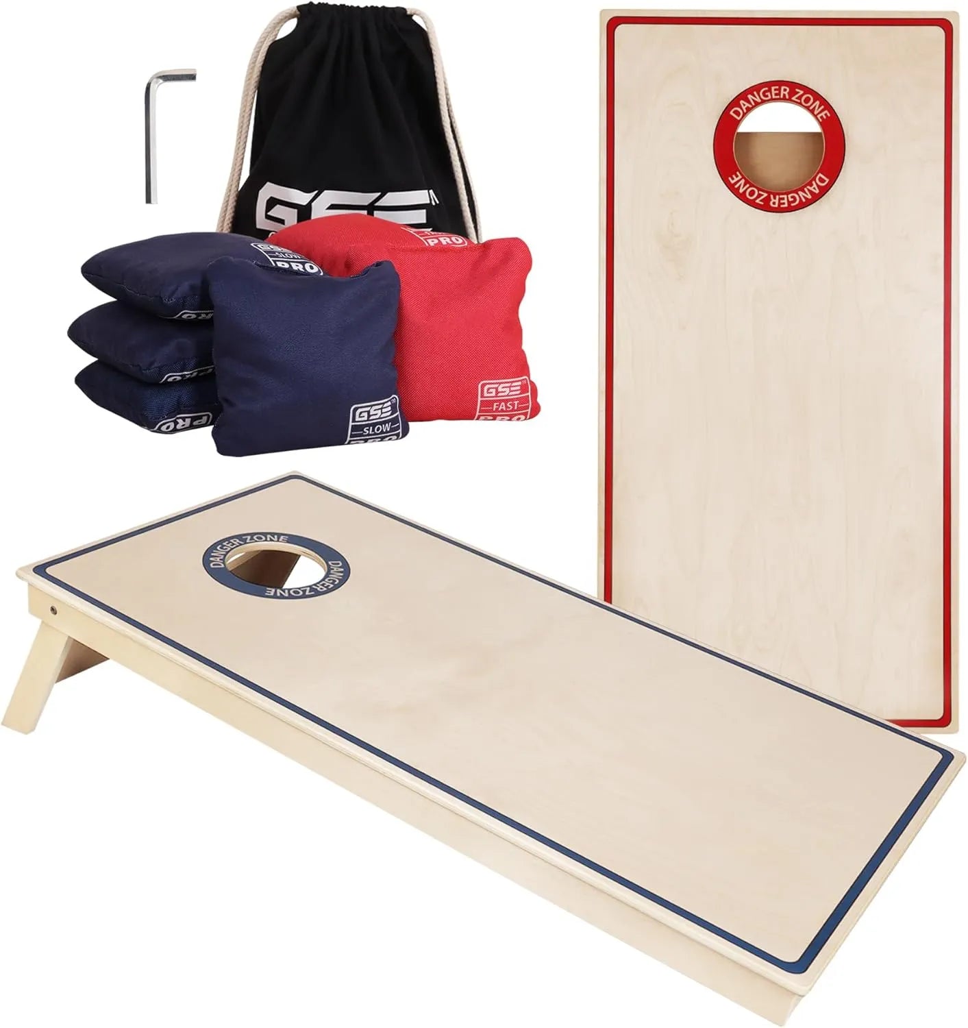 GSE Games & Sports Expert Professional Tournament Cornhole Boards Set, 4 x 2 ft Baltic Birch Wood Regulation Size Cornhole Boards with 8 Dual-Sided Pro Corn Hole Bags for All-Weather Outdoor Game